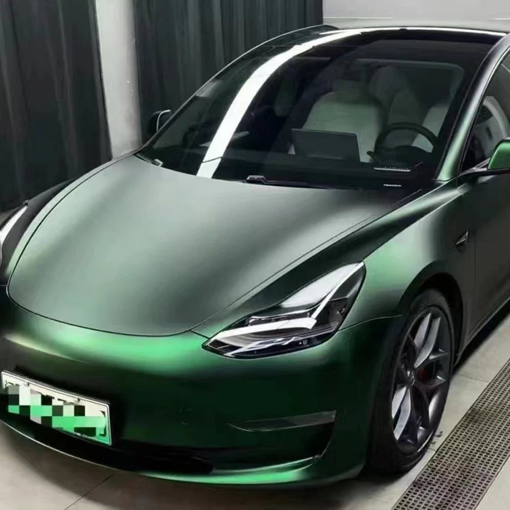 Avvolgimento in vinile per auto sul tetto del cofano in fibra di carbonio verde Venom PET da 1,52x18 m 5x59 piedi