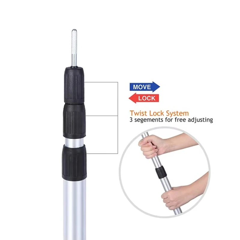 Factory price Strong loading adjustable aluminum tube flexible telescopic extension tarp tent pole