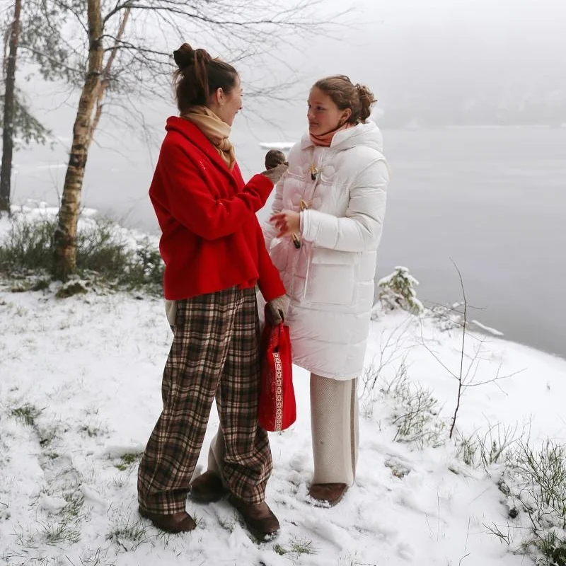 

Loose Wide Leg Wool Blend Khaki Blue Plaid Trousers NaiveDays Casual Pants Comfortable Fit Straight Cut Commute Sle