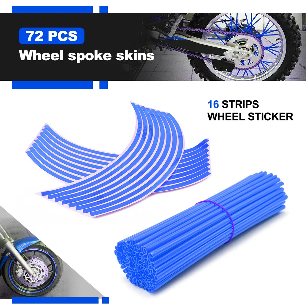 

72Pcs Motorcycle Wheel Spoked Protector Wraps Rims Skin Trim Covers Pipe For YAMAHA YZF250 YZF426 YZF450 YZ250F YZ426F YZ450F