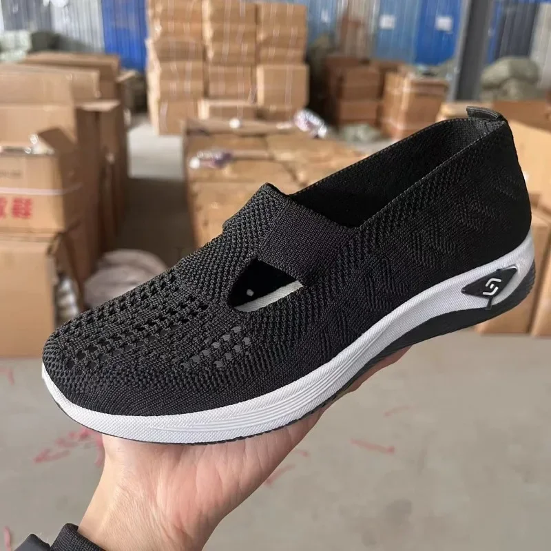 Women Flat Shoes 2024 Summer New Women Fashion Comfortable Soft Sole Breathable Hollow Casual Mesh Sports Shoes