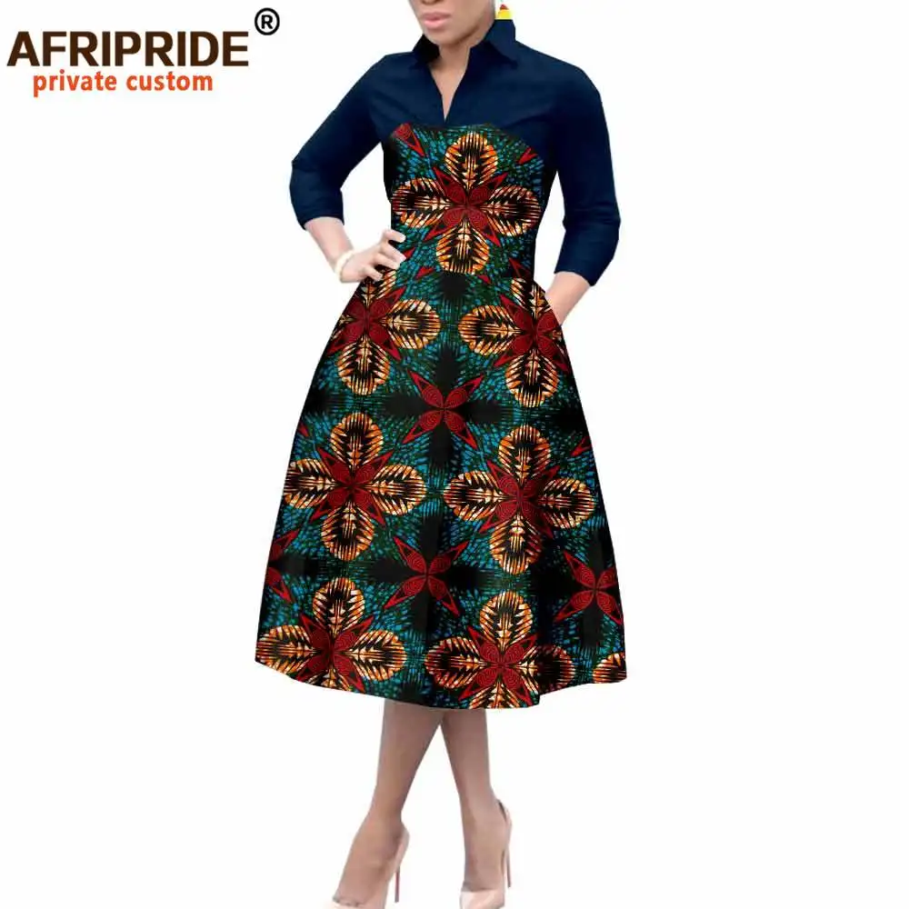 

2026 African A Line Dresses for Women Crop Top Print Dress Casual Party Outfit Dashiki Clothing Wax Cotton AFRIPRIDE A1925042