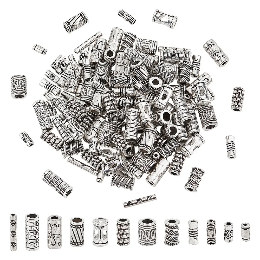 1 صندوق 120 قطعة 12 أنماط نمط سبائك أنبوب الخرز العمود 6 ~ 14x2.5 ~ 7 مللي متر ثقب: 1.2 ~ 4 مللي متر 10 قطعة/نمط #1