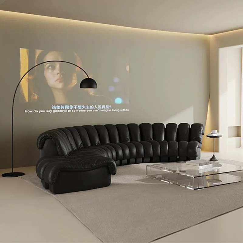 Schlangensofa erste Schicht Rindsleder Wohnzimmer großes Apartmentsofa