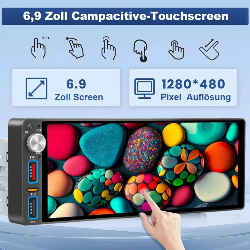 1Din العالمي متعدد الوظائف Carplay 6.86 "سيارة ستيريو شاشة تعمل باللمس اللاسلكية Carplay أندرويد السيارات FM AM BT5.0 RDS DAB Mikrofon #4