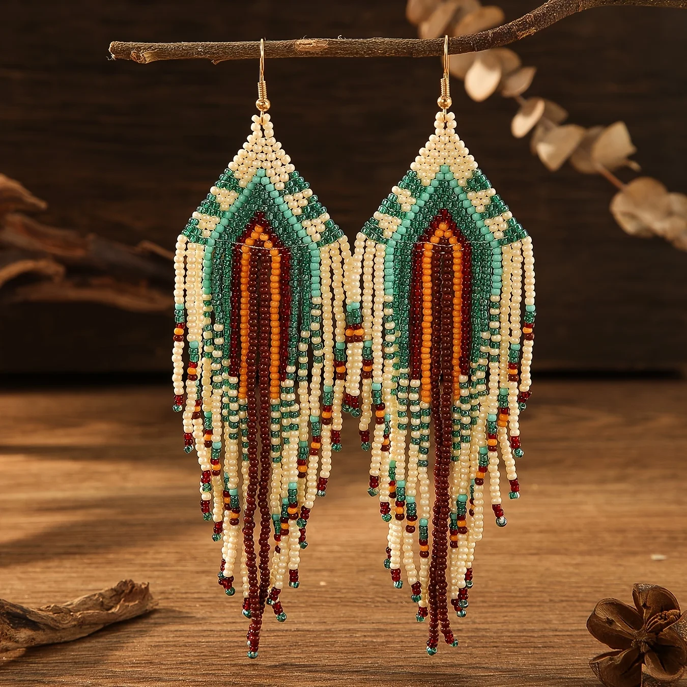 Vintage Fashion Ornaments - Colorful Beaded Earrings Long Tassel Bohemia