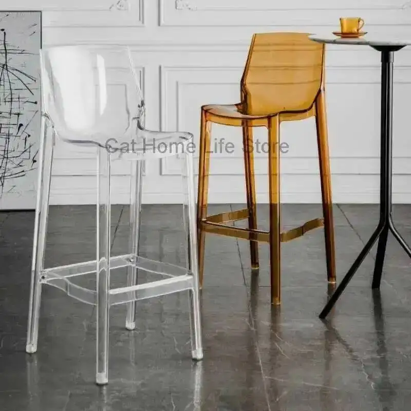 

Bar Crystal Chair Transparent Backrest Acrylic Nordic Modern Simple Bar Chairs Personalized High Legged Stool Furniture