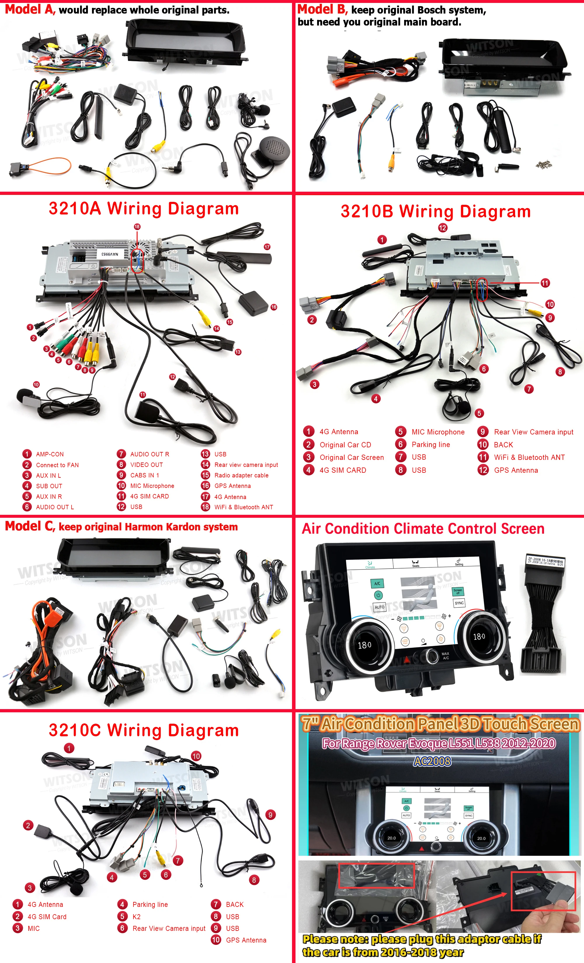 Car Radio WITSON Auto Stereo GPS CarPlay 10.25 For Land Range Rover Evoque 2012-2018 Keep Bosch Harmon System AC Climate Control
