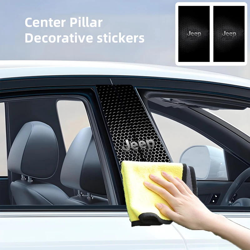 

2Pcs Car B-pillar Stickers Auto Center Column Decoration Decal For Jeep Wrangler Rubicon Renegade Compass Grand Cherokee Patriot