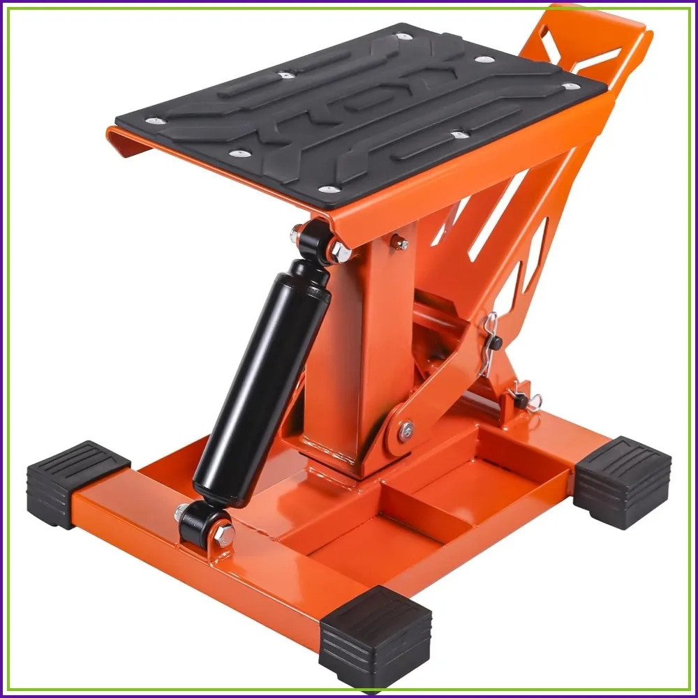Support réglable pour moto tout-terrain avec plateaux à outils, capacité 1000 LBS, cric hydraulique pour moto tout-terrain, VTT, moto - Table de levage pour réparation de moto de cross