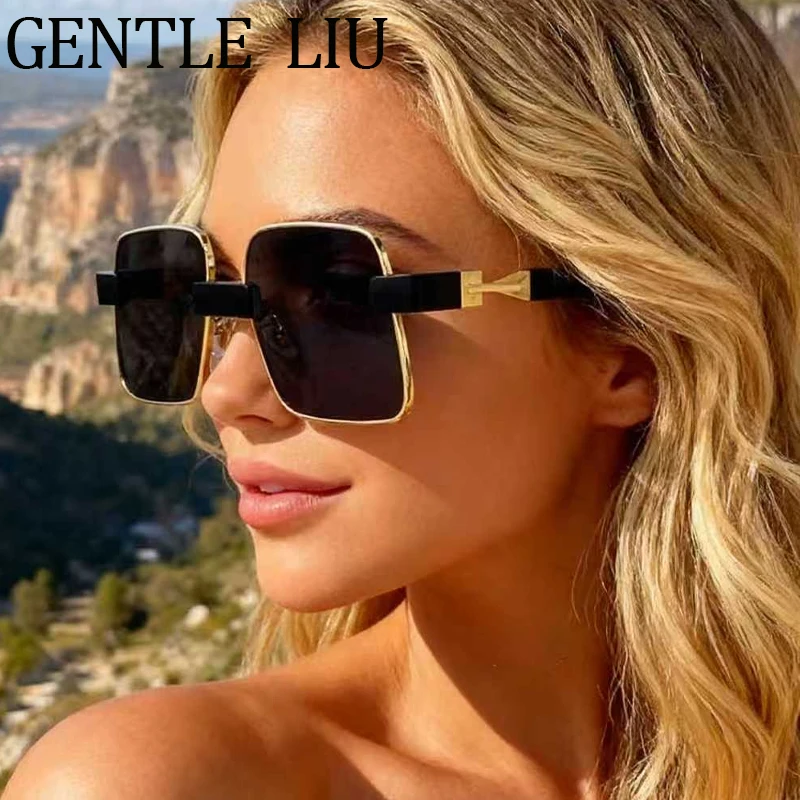 

Oversized Square Steampunk Sunglasses Women 2025 Luxury Brand Big Frame Punk Shield Anti Blue Light Sun Glasses Eyewear Shades