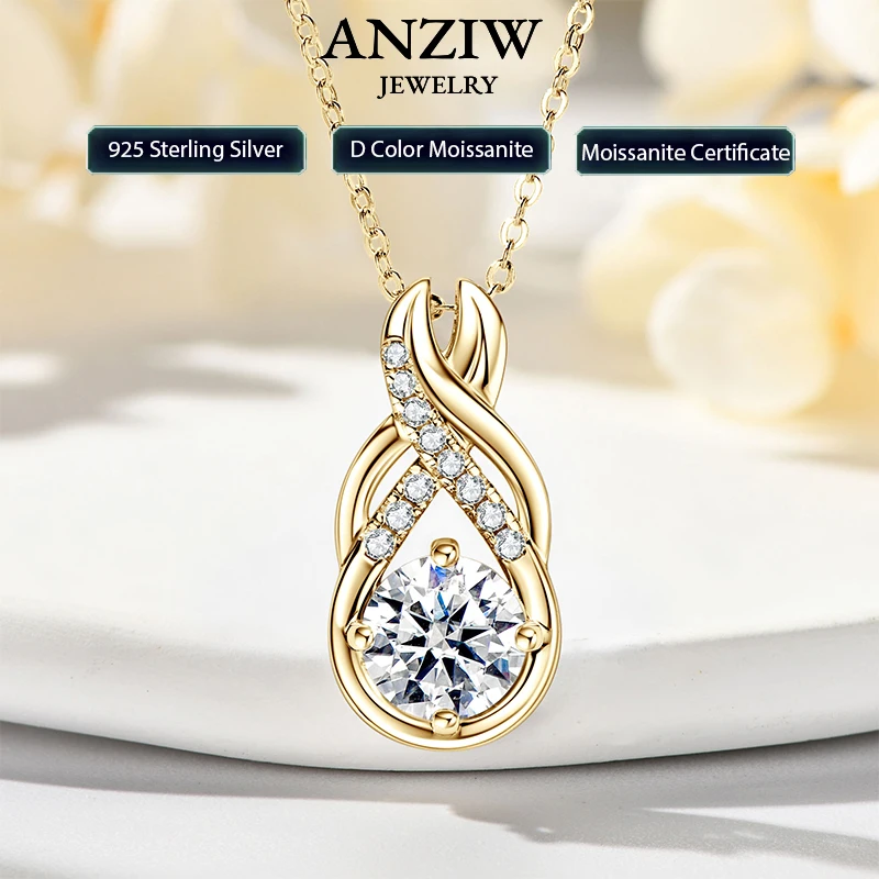 

Luxury 8mm 2.0CT Infinity Moissanite Pendant Necklace for Women Real 925 Silver Adjustable Chain Certified Fine Jewelry Gift