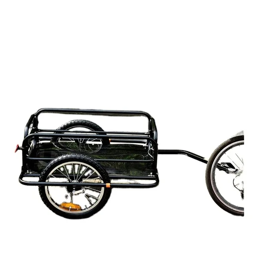Folding Bike Trailer Cargo In Steel Frame, Extra Bicycle Storage Carrier With Hitch