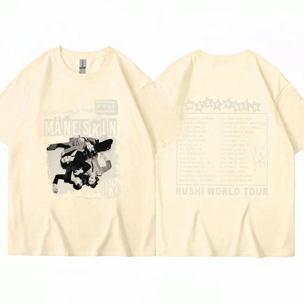 男性と女性のためのmaneskin Rush world Tour Tシャツ、特大の 