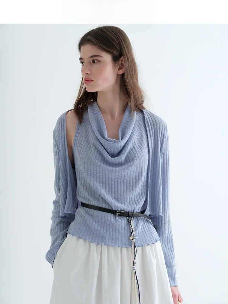 

Soft Sle Two-Piece Knitted Sweater Set Women's Spring 2026 New Faion Settle Ne Vest Cardigan Casual Sle ort Length