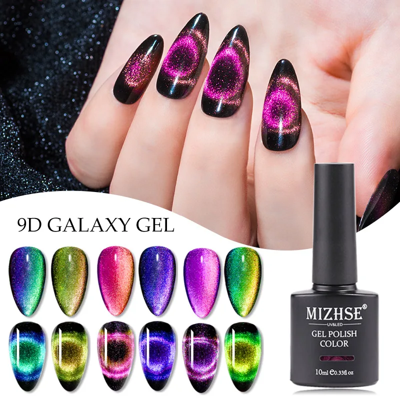 

MIZHSE 9D Cat Eye Gel Nail Polish 3D Effect UV Gel Nail Polish Soak Off 6 Colors Magnetic Gel Varnishes Manicure Lacquer Art