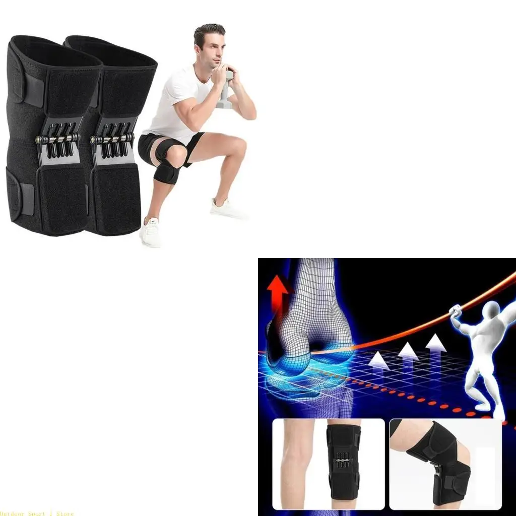 

A0KA Knee Protections Boosters Joint Support Spring Stabilizers Powering Lift Knee brace Breathable Adjustable Knee Boosters