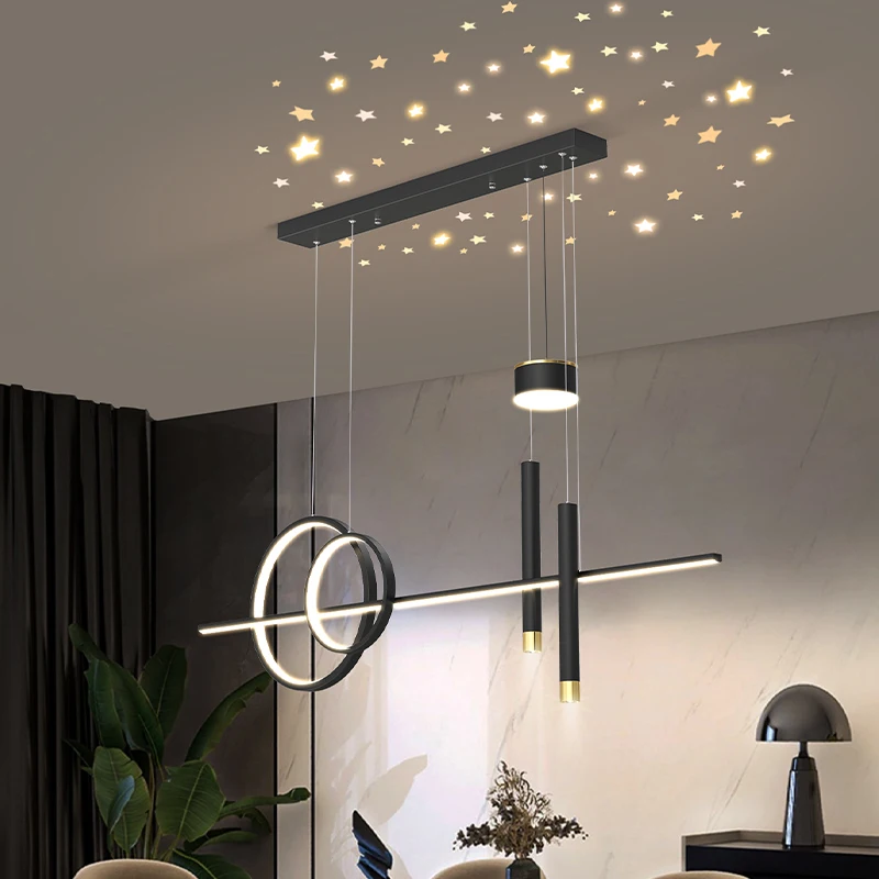 Modern LED Chandeliers Art Decoration Starry Sky Projection Parlor Hotel Hall Simplicity Atmosphere Light Luxury Indoor Lighting