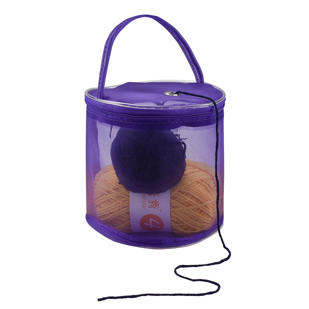 Portable Knitting Yarn Balls Storage Case Small Round Empty Mesh Bag Basket Organizer Crochet Carrier Sewing Accessories