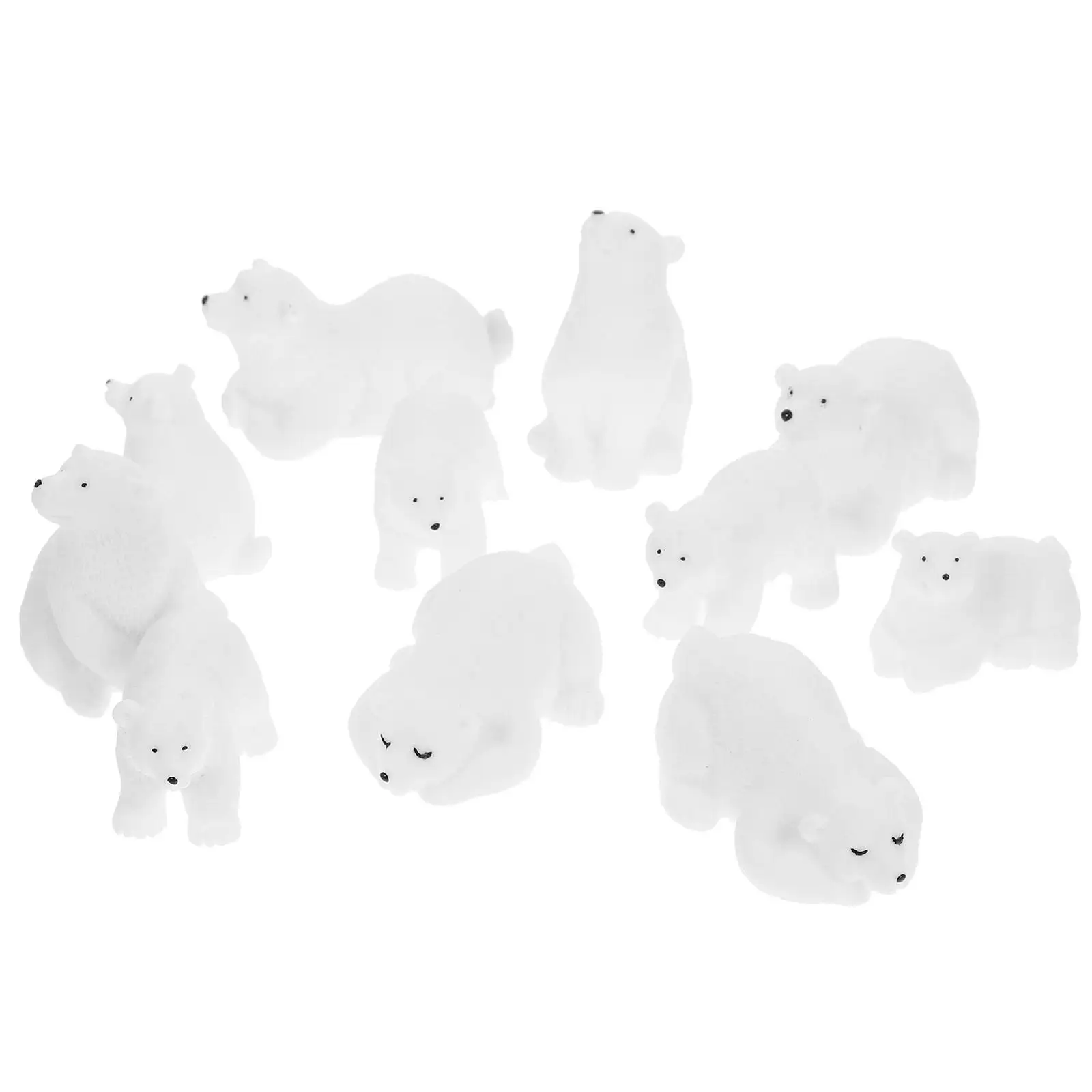 

10 Pcs Polar Bear Outdoor Decoration Kids Toys Micro Landscape Ornament Statue Mini Miniature