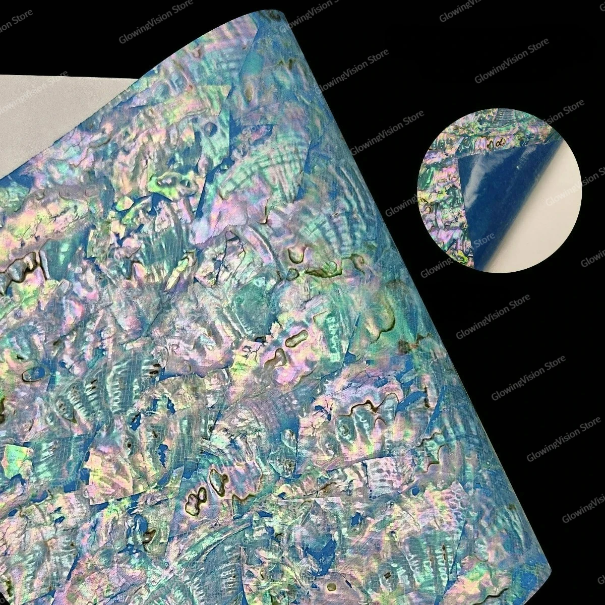 Soft Natural Abalone Shell Inlay Veneer Flexible Mother Of Pearl Paper DIY Handicraft Material Seashell Flake with Adhesive Back view 4