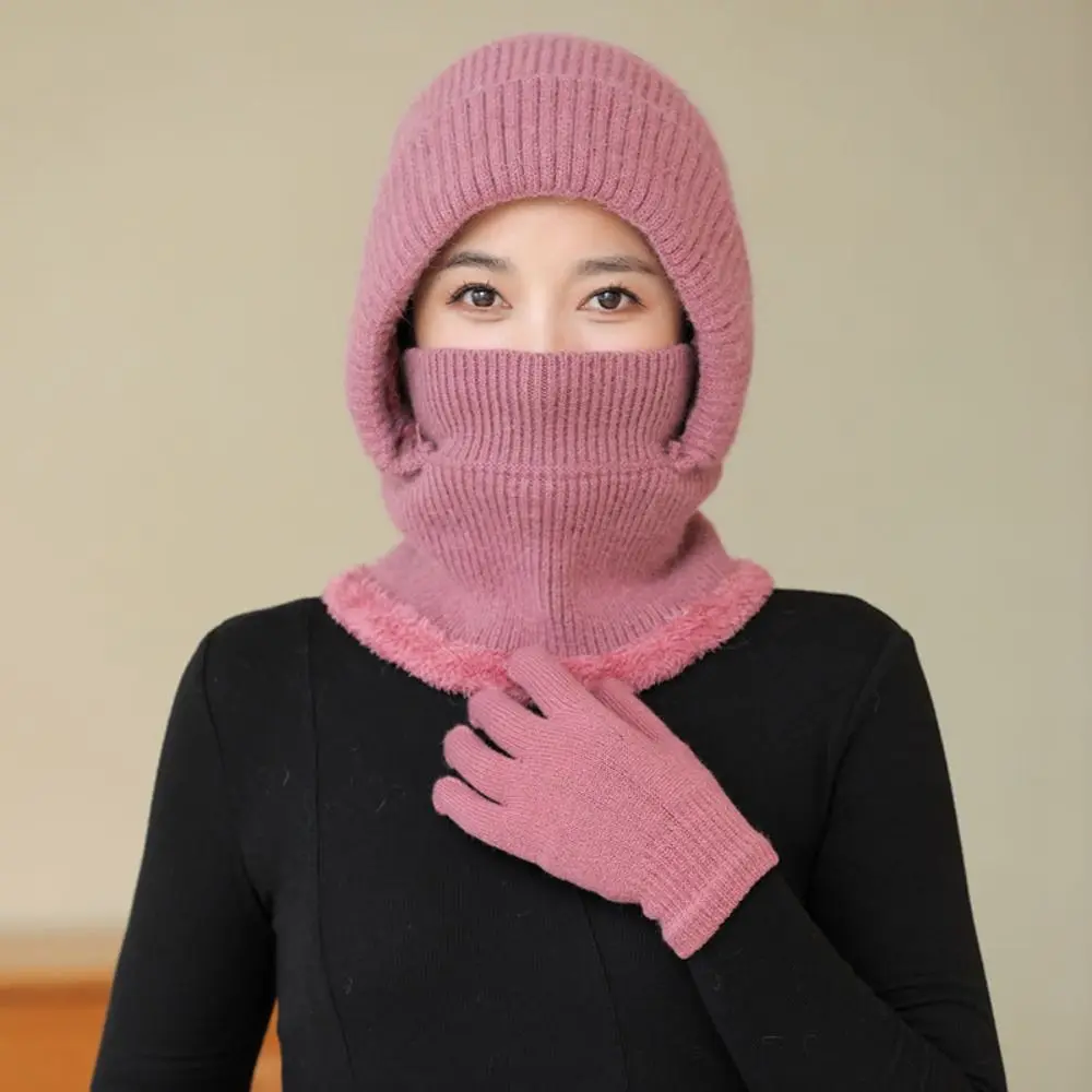 

Fashion Ear Protection Knitted Balaclava Hat Neck Warmer Windproof Winter Beanies Hat Face Cover Soft Pullover Hats Outdoor