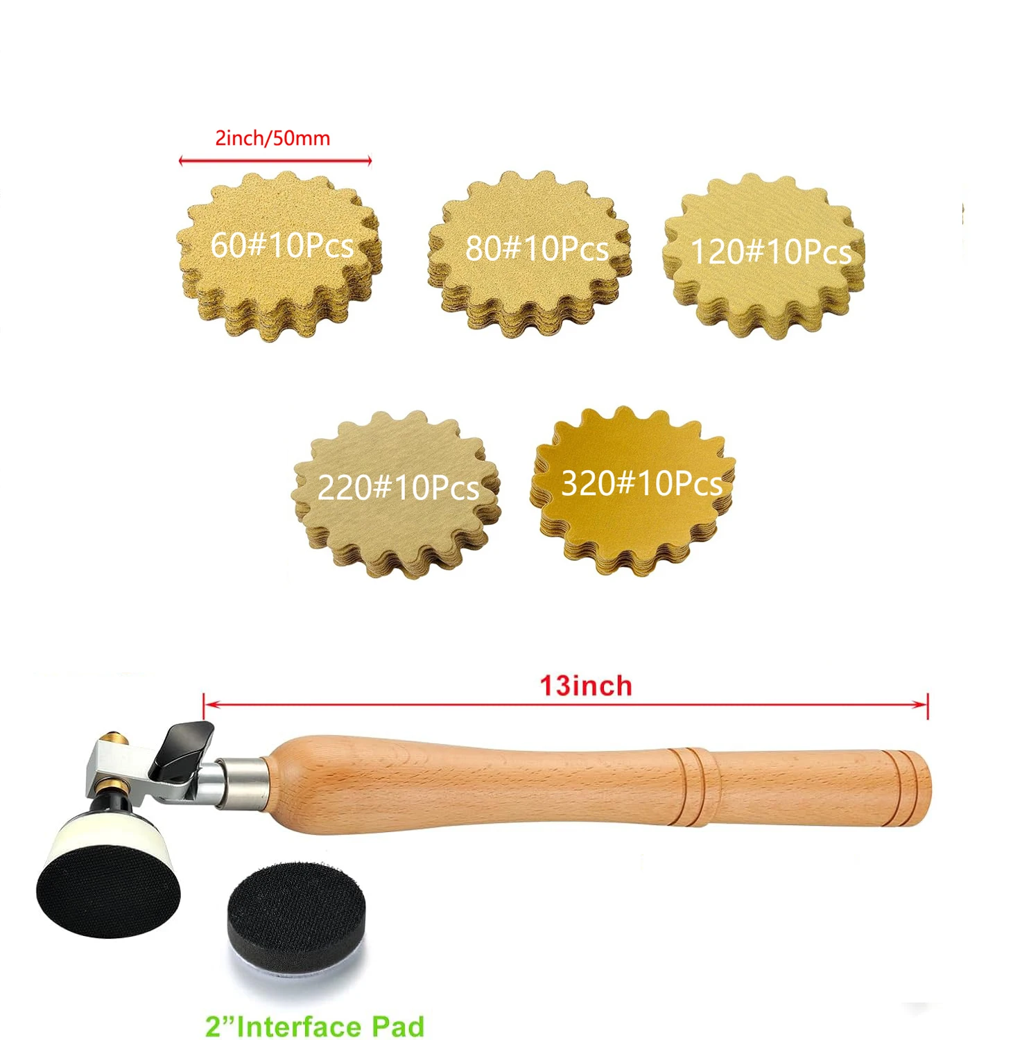 2 بوصة أقراص الصنفرة الرطبة والجافة 53 قطعة هوك وحلقة متنوعة 60-320 قطعة مع وعاء القطر ساندر لصنفرة السيارات الخشبية المعدنية