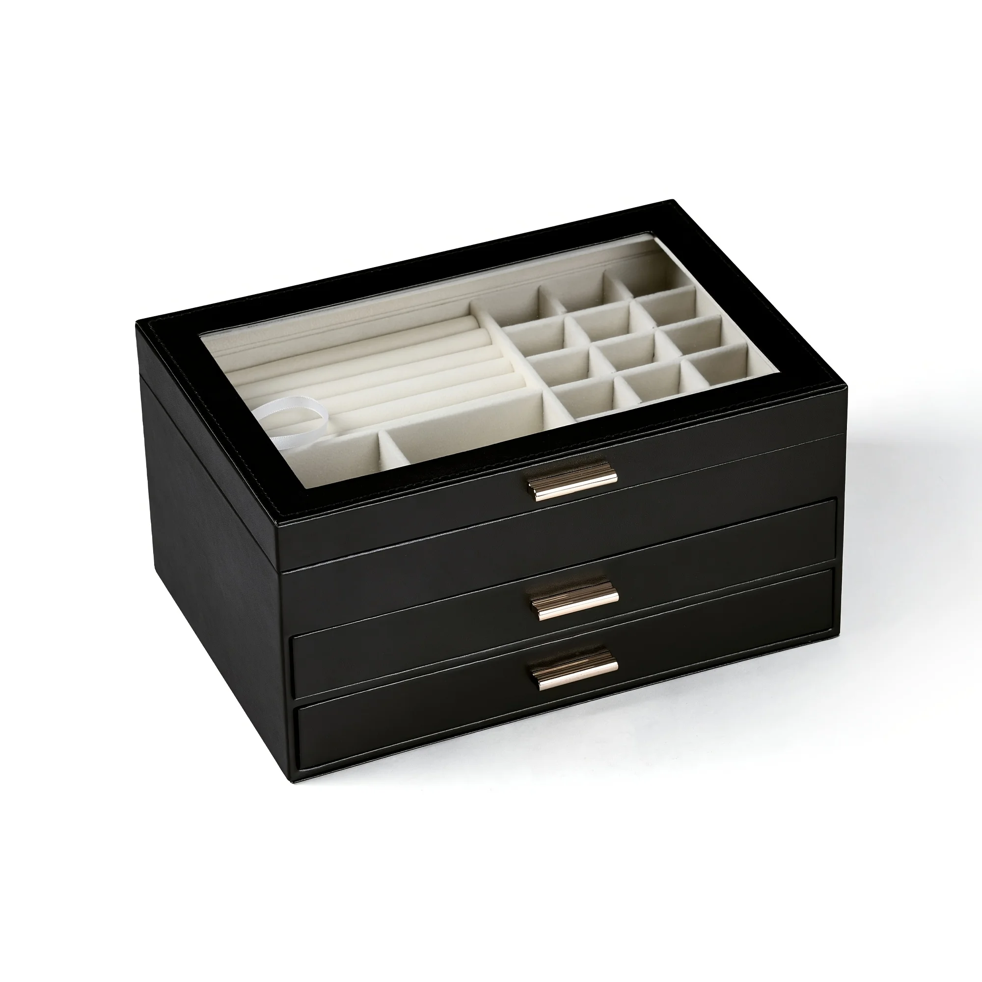 

Organizer Large Capacity Double-Layer Drawer Necklaces Rings Earrings Storage Box Gift Luxury Faux Leather Jewelry Storage Box