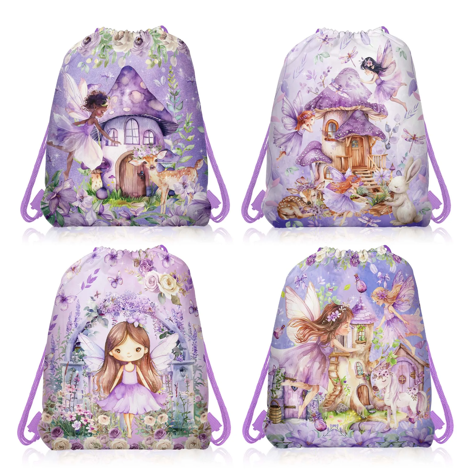 10 قطعة حورية البحر يونيكورن حالمة قزم التخييم في الهواء الطلق غير المنسوجة شنطة هدايا الرباط على ظهره الاطفال حفلة عيد ميلاد التعبئة أكياس التخزين #6