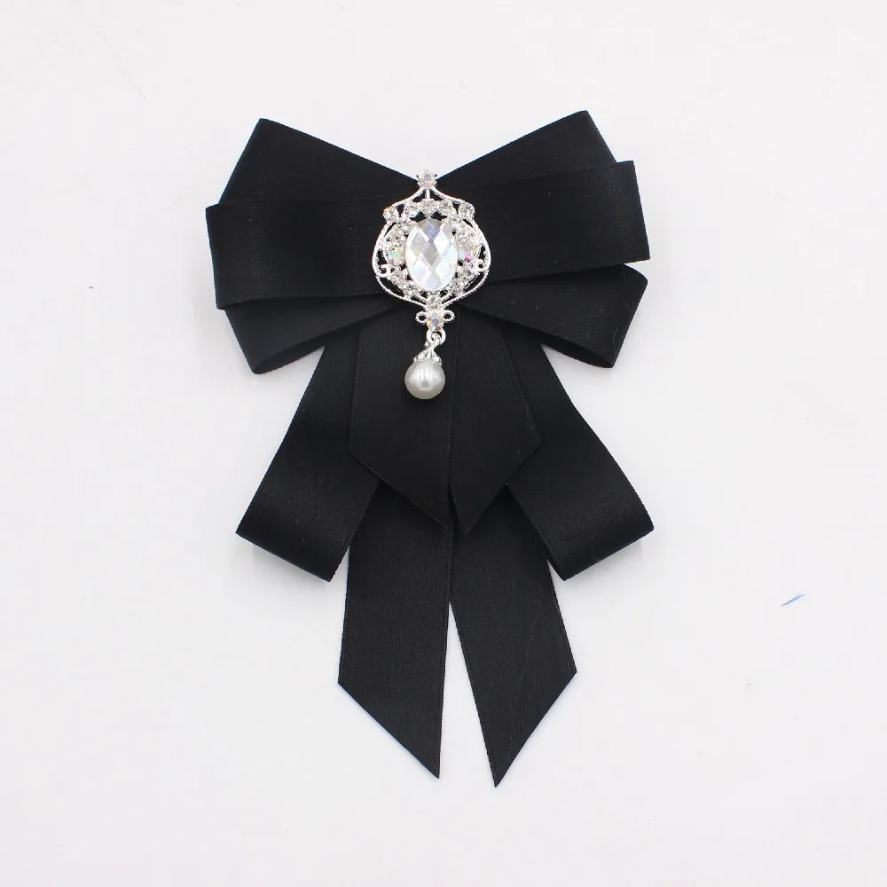 高級リボンリボンボウタイラインストーン手作りリボンボウブローチ生地布アートクリスタルボウタイ男性と女性用