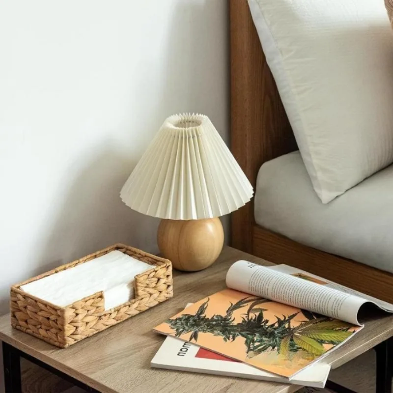 High Grade Straw Woven Tissue Box Creative Storage Organizer Paper Extraction Box for Home Living Room