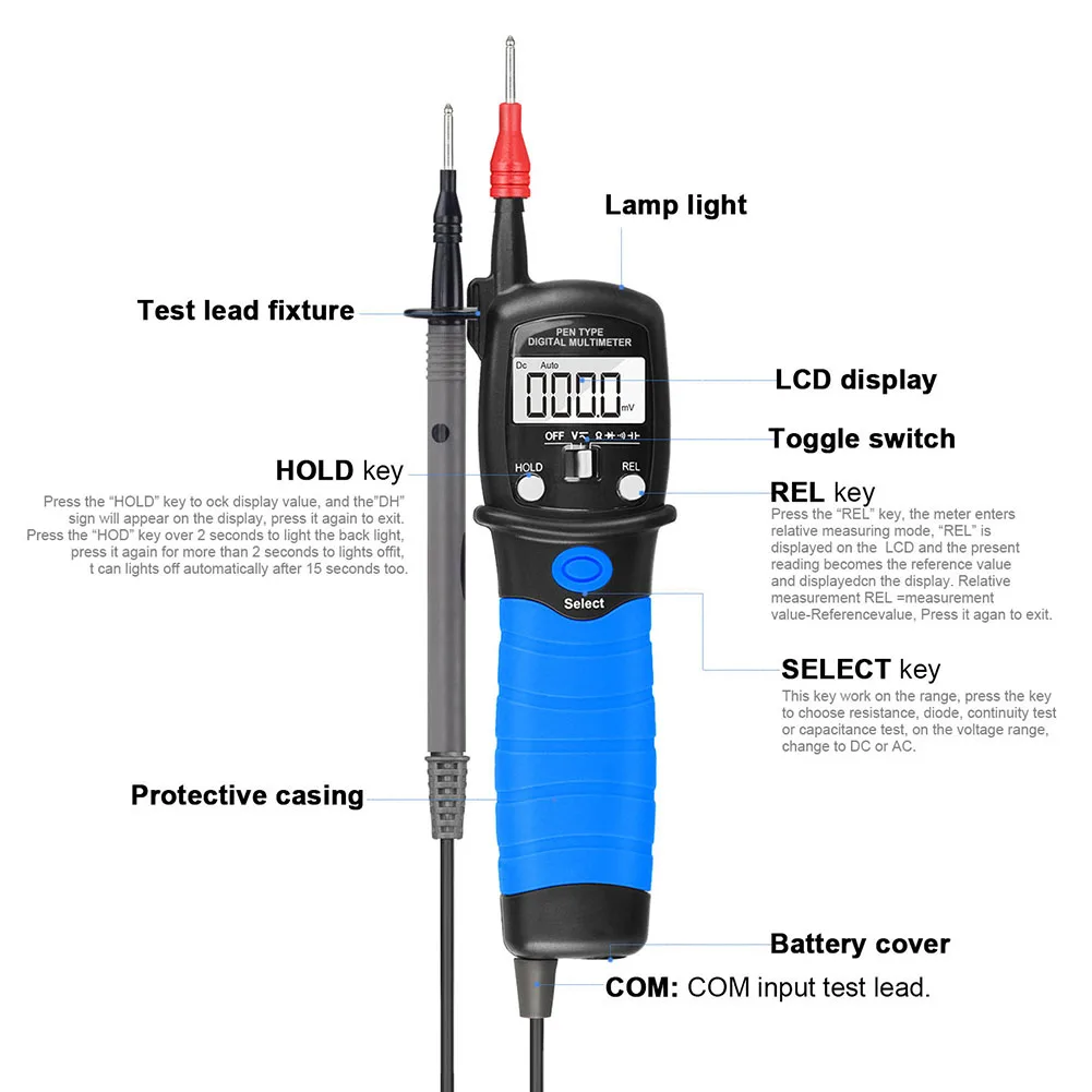 HP-38A Digital Multimeter Pen Type Digital Multimeter Tester Pen LCD Display AC/DC Voltage Tester Non-contact Auto-range