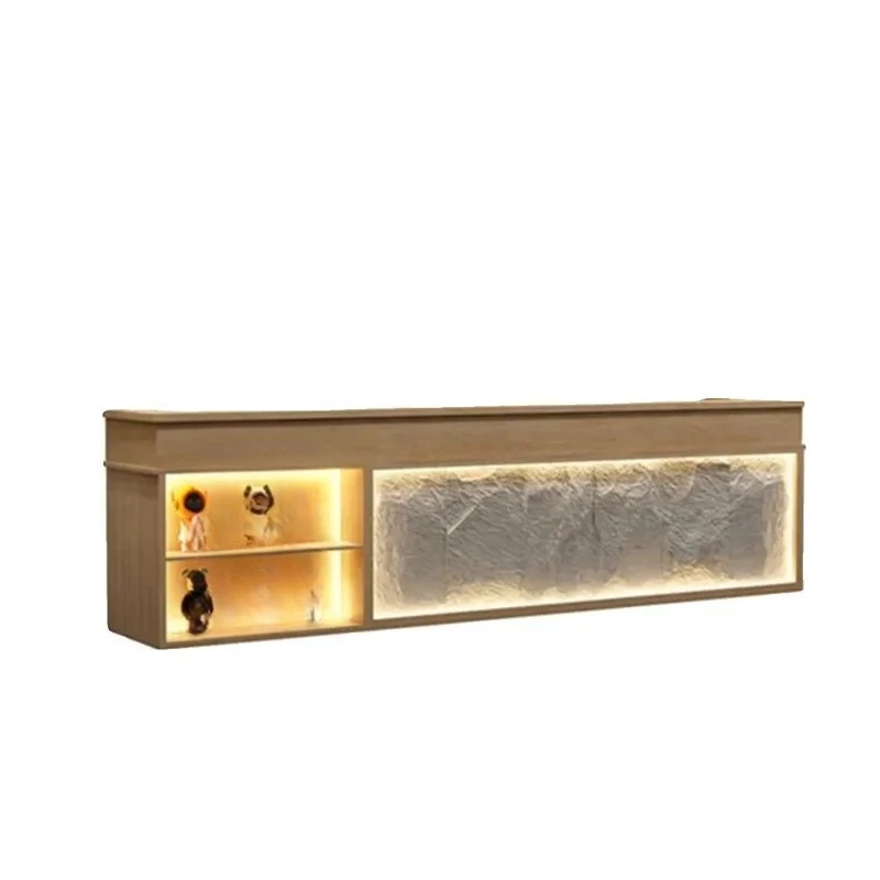 for New Chinese Style Hotel B&B Front Desk Reception Cabinet for Foot Bath Shop Bar Cultural Stone Restaurant Health Center