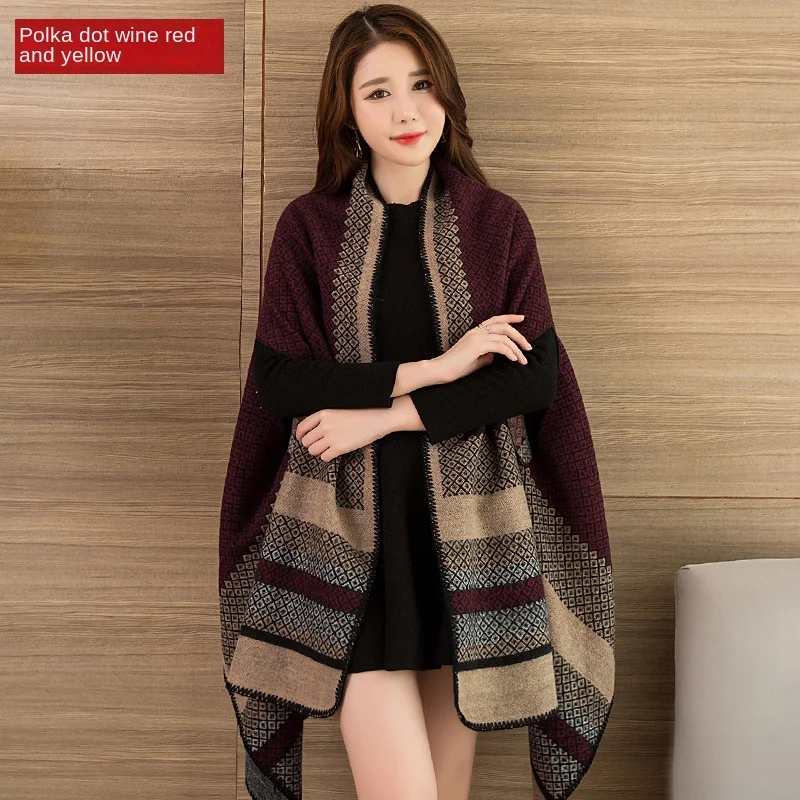 Luxury Shawl Women\'s Outer Wear Thickened Cashmere High-end Autumn and Winter Scarf Dual-use 2023 New Cloak Cloak Coat