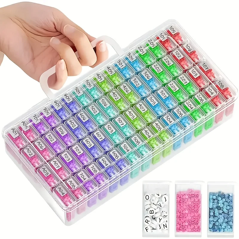 1/2/3/4er-Pack 64-Fächer Diamant-Malerei Aufbewahrungsbox Behälter für Diamant-Stickerei-Zubehör Bohrerbox Mosaik-Behälter – Detail 1