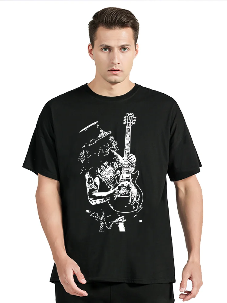 

Slash Guitar Guns N Roses Graphic T-shirt Men Clothing Oversized Fitness Tshirt Fashion Casual Round Neck Cotton T Shirt Top