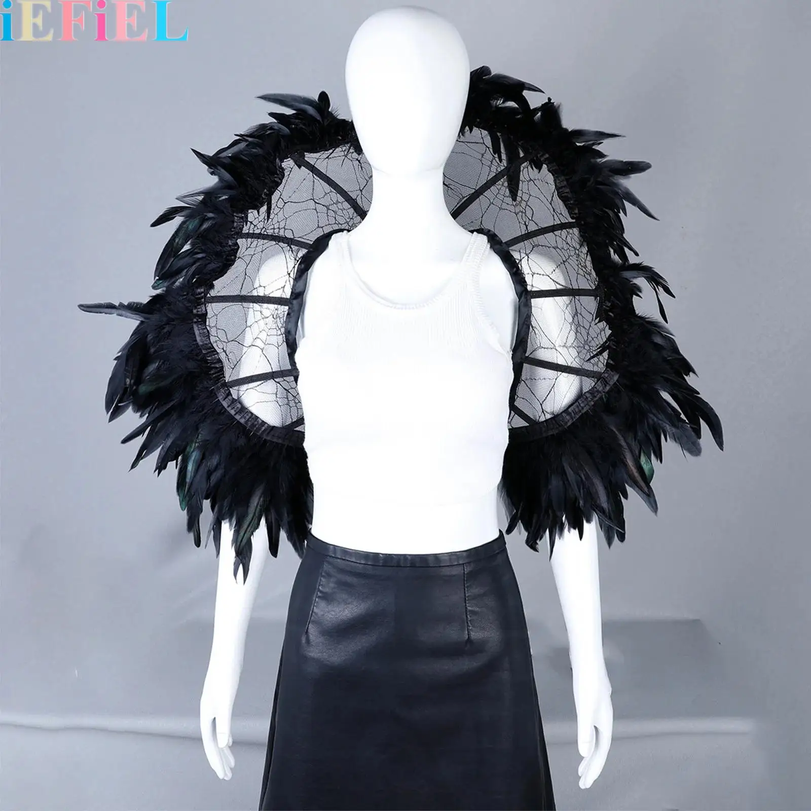 

1Pcs Feather Lace Cape Shawl Cloak Shoulder for Halloween Carnival Masquerade Shawl Costumes Dress Up Accessories