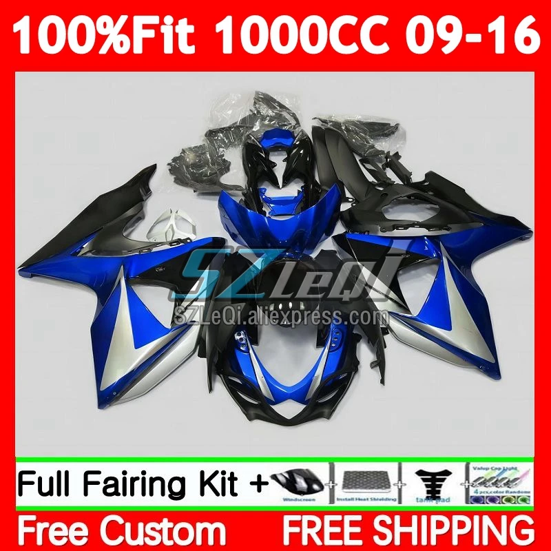 Body For SUZUKI K9 GSXR 1000 C 1000CC GSXR1000 2009 2010 2011 2012 153No.77 Blue silvery GSXR-1000 13 14 15 16 Injection Fairing