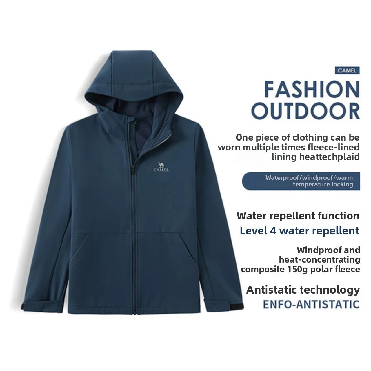 GOLDEN CAMEL Men's Fleece Jackets Casual Tops Windbreaker 2025 Autumn New Thin Lightweight Hooded Jacket for Men Winter Coats image 4