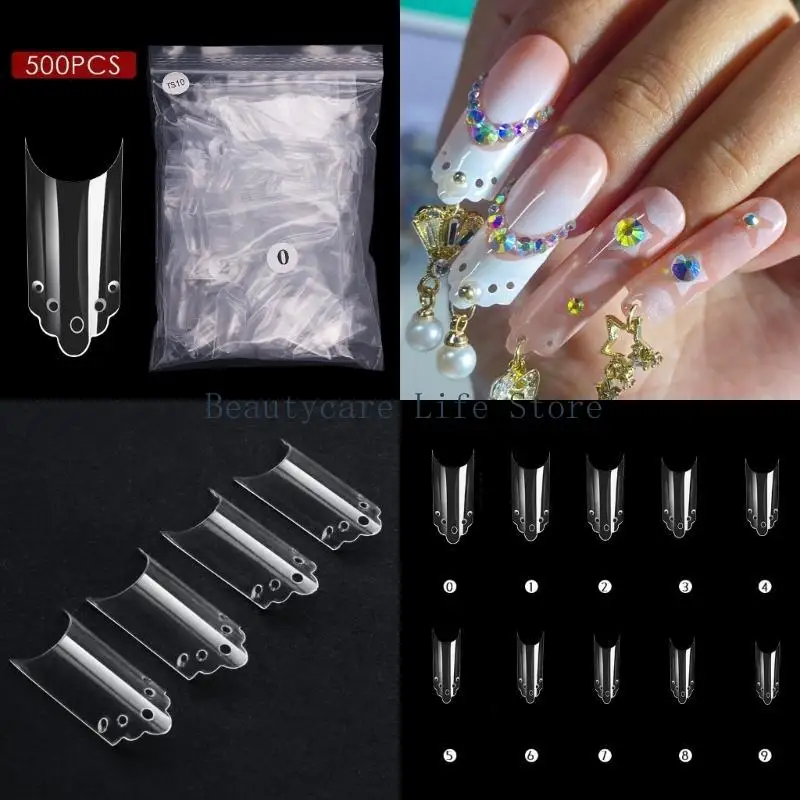 652C 500PCS中空の虚偽の爪のヒントプレスオンネイルスエクステンションシステム樹脂ネイルジェル