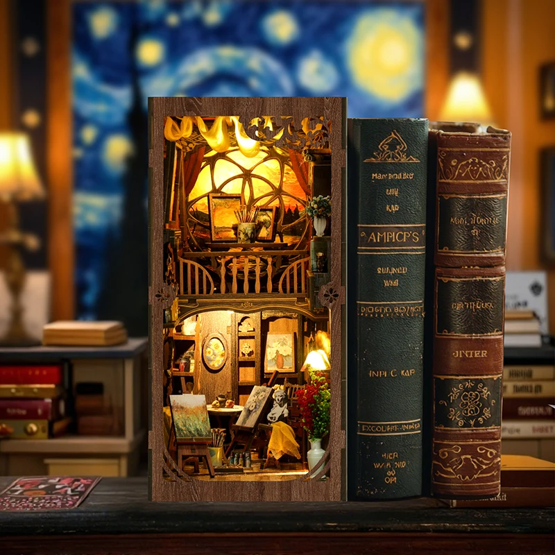 Custom Book Nook Kit Diy Miniature 3d House Wooden Library Booknooks Wooden Dollhouse Magic City Miniature Building Model Wood