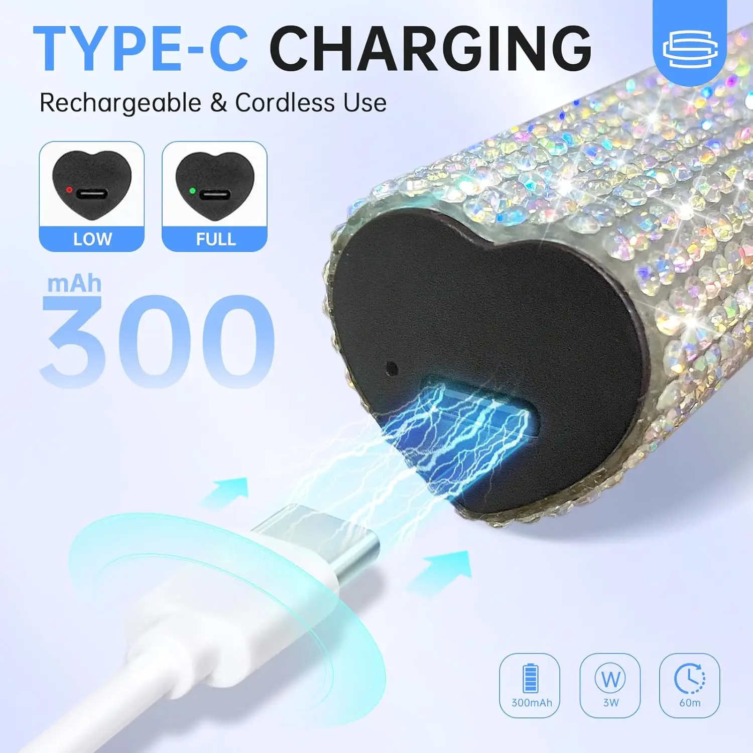 مصباح أظافر بالأشعة فوق البنفسجية، مجفف أظافر جل LED محمول، شحن USB-C، معالجة سريعة، أبيض