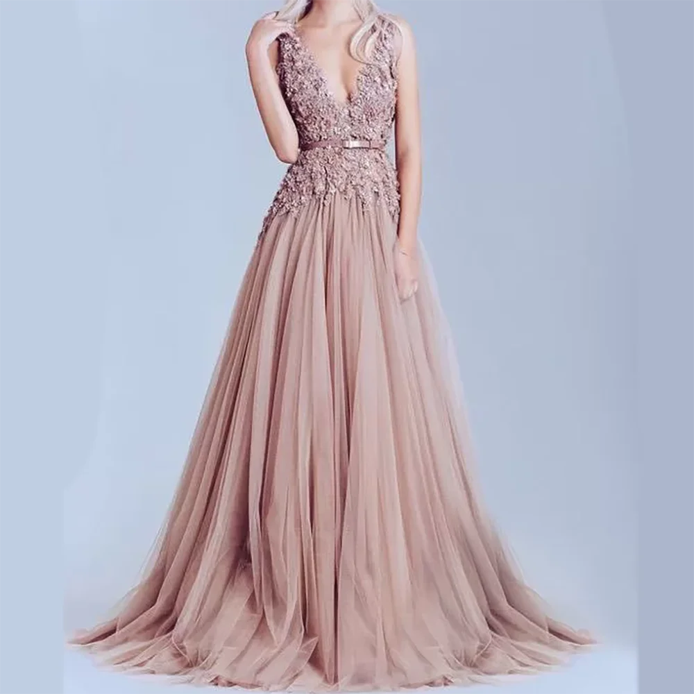 Vestidos de novia clásicos con cuello en V, apliques sin mangas plisados, corte en A, vestidos de novia personalizados