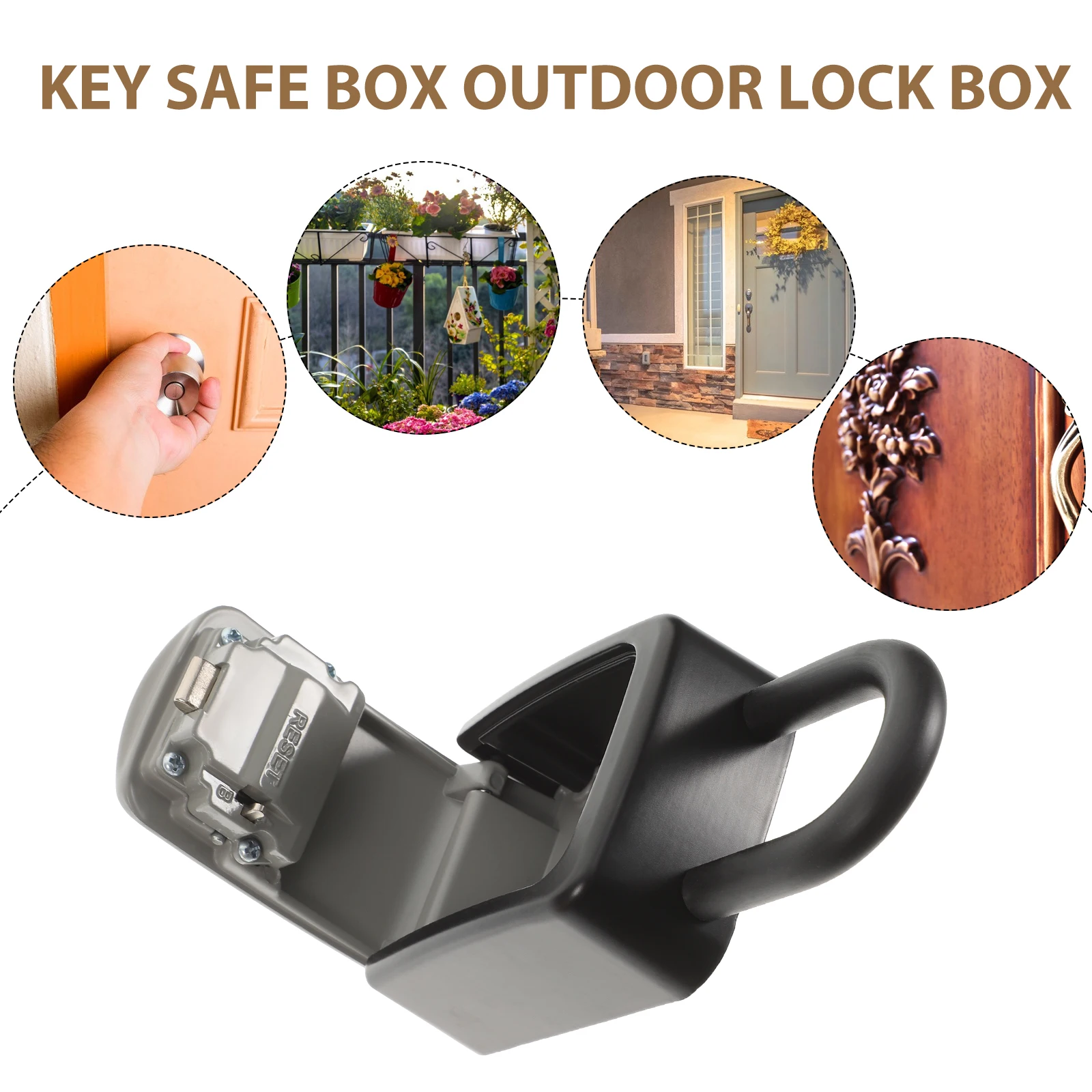 Key Safe Box Outdoor Waterproof Security Lock Box 4- Combination Resettable Steel Storage For House Office