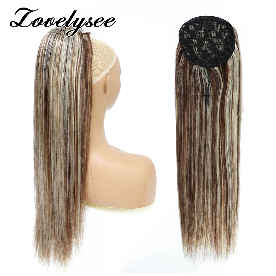 

Lovelysee 120 г Ombre Blonde на клипсе, наращивание хвоста на шнурке, человеческие волосы Remy, длинные прямые волосы с запахом, конский хвост
