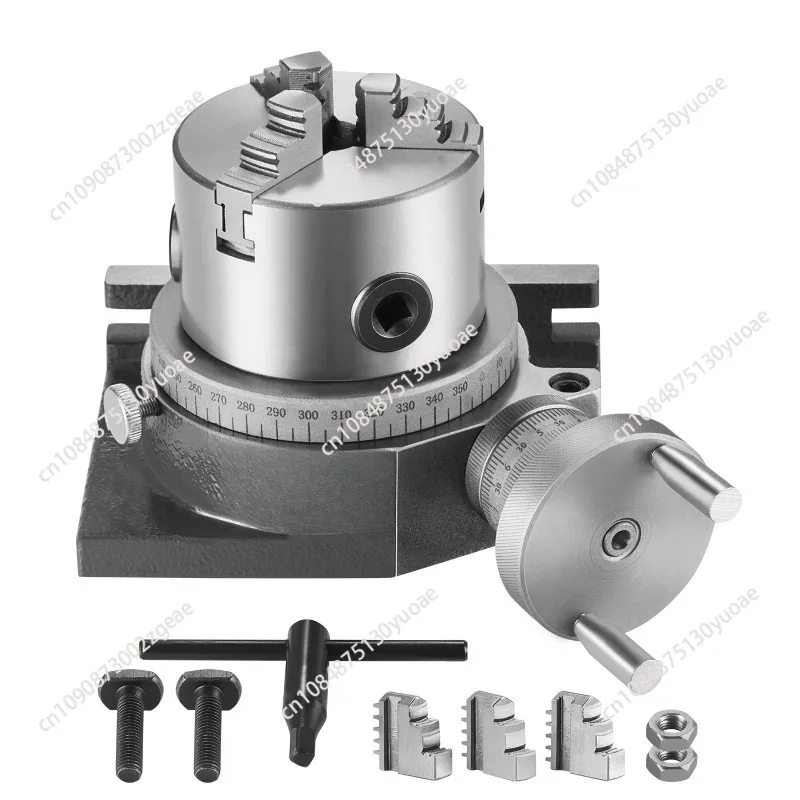 Precision Milling Rotary Table 4''/ 100 mm, Horizontal Vertical Model with 3-Jaw Chuck Indexing Tools for Milling Machines