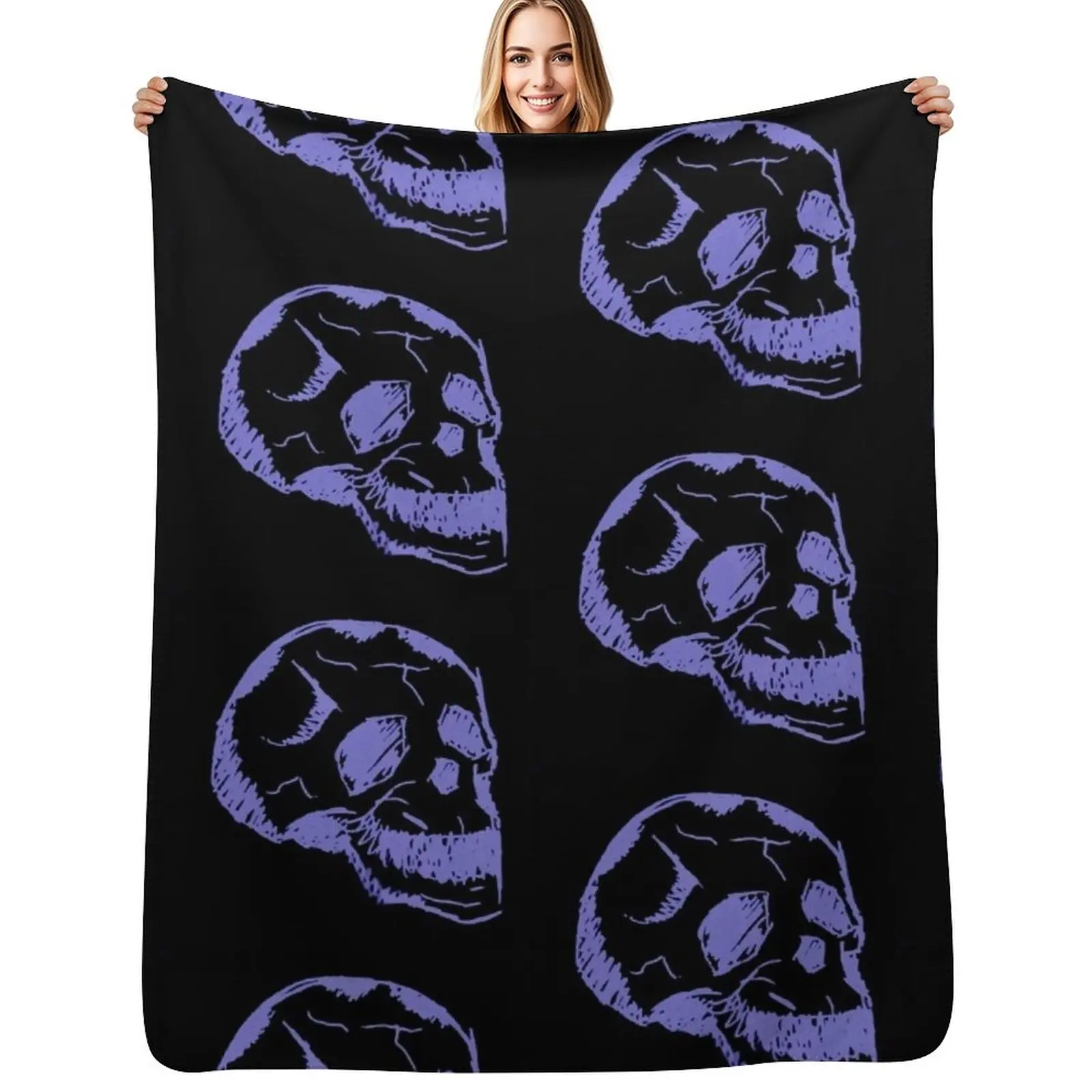 

Monochrome Skull Throw Blanket Sleeping Bag Bed Soft Plush Plaid warm for winter Blankets