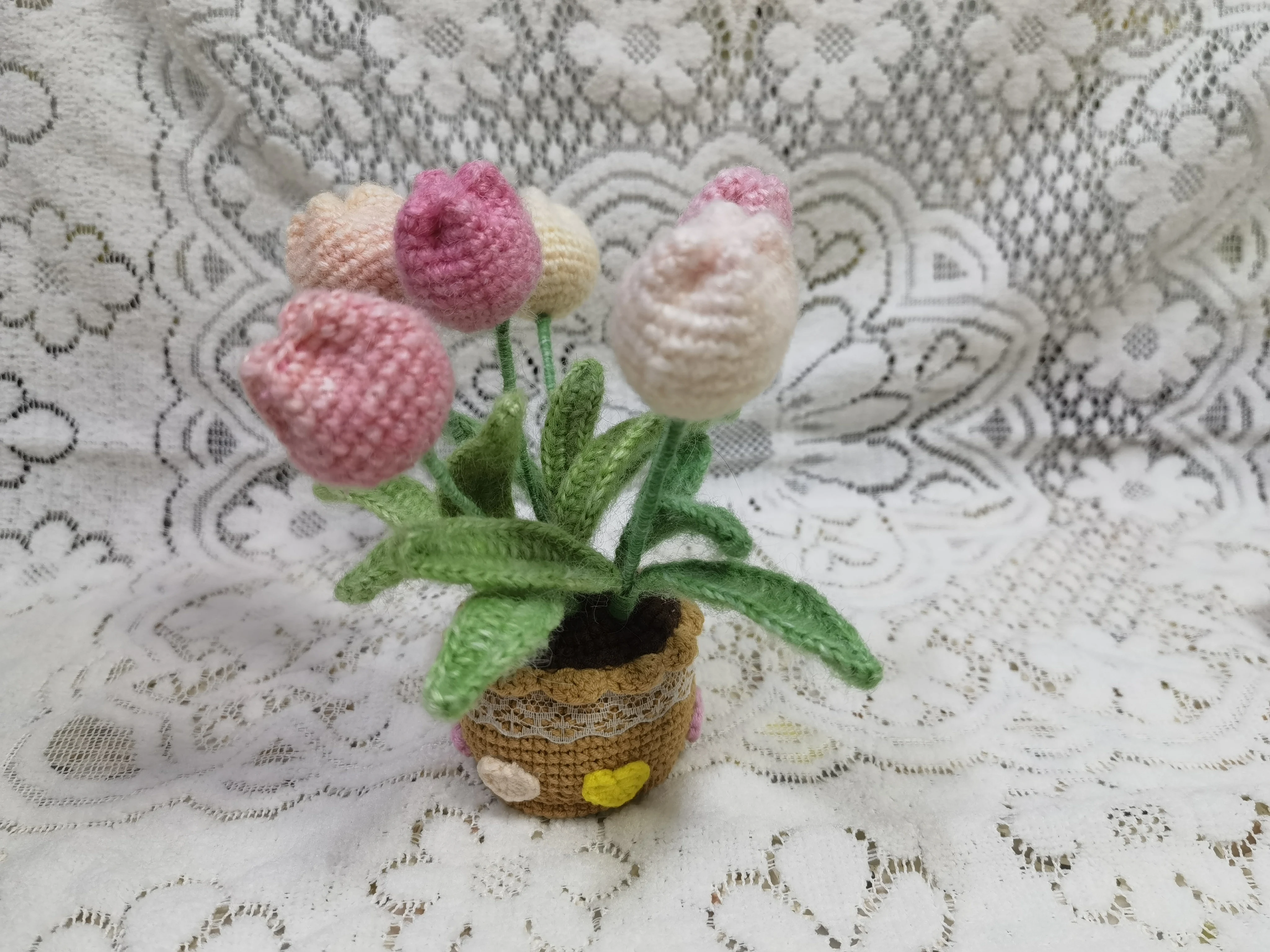 Creative Decoration Woolen Handmade Knitted Decoration Pure Handmade Potted Plant Decoration Home Decoration