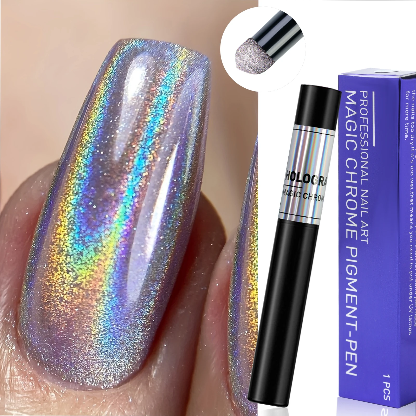Arte do prego glitter almofada de ar caneta mágica efeito espelho pigmento cromo uv gel polonês holográfico pó pigmento decoração