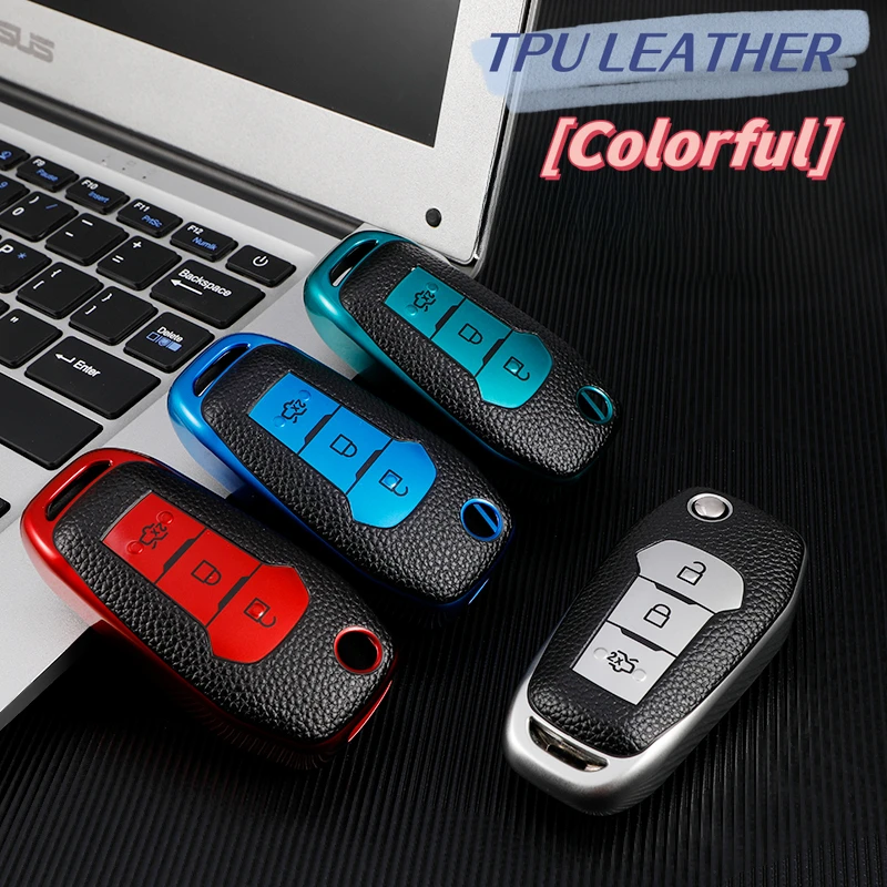 Leather TPU Car Remote Key Case Cover For Ford Figo 2017 Mondeo 5 Ecosport Fiesta Mk8 Everest Ranger Fusion Kuga Escort F150